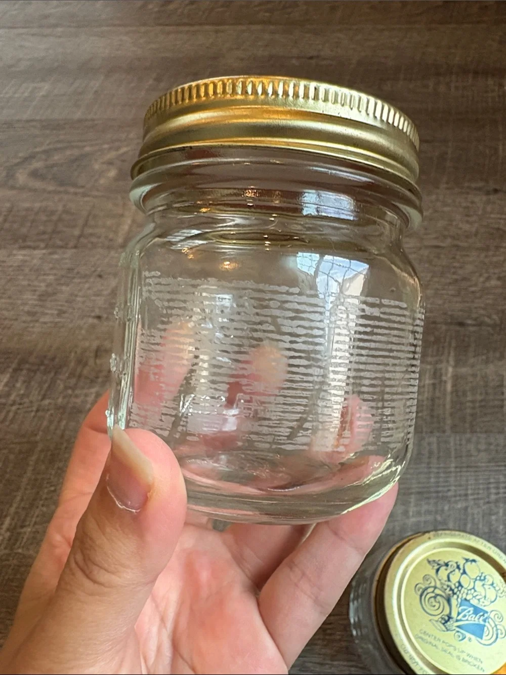 Vintage Ball Jar Glass “Half Pint” Mason Jar with Lid 90s Set of 4 READ